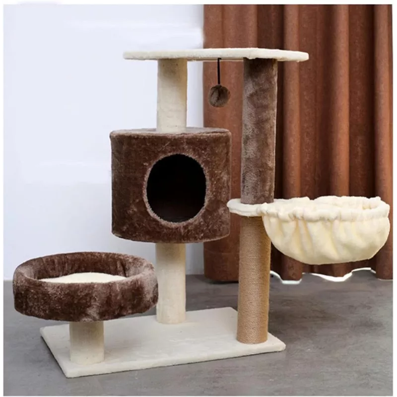 Arbre à chat en bois massif - Robuste et esthétique