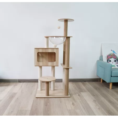 Arbre à chat en bois massif - Conception solide et élégante