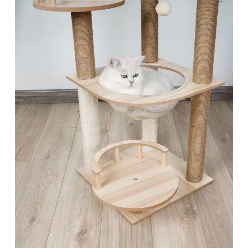 Arbre à chat en bois massif - Pour chats actifs et joueurs