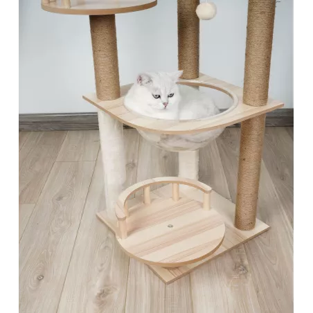 Arbre à chat en bois massif - Pour chats actifs et joueurs