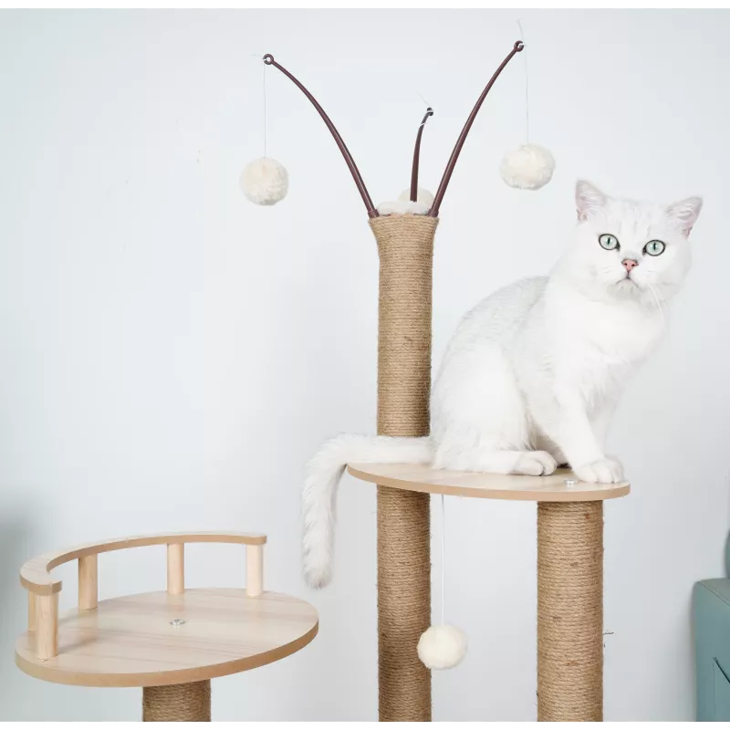 Arbre à chat en bois massif - Pour chats actifs et joueurs