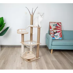 Arbre à chat en bois massif - Pour chats actifs et joueurs