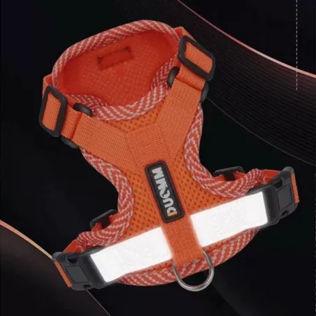 Harnais pour chats et chiens réglable et confortable Couleur Orange Taille S
