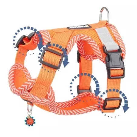 Harnais pour chats et chiens réglable et confortable Couleur Orange Taille S