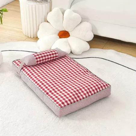 Lit 100x68x8 cm pour animaux de compagnie - Panier moelleux Couleur Rouge