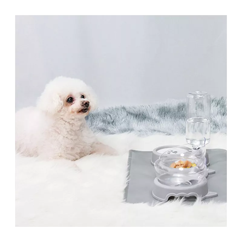 Mangeoire à nourriture et eau - Distributeur automatique Couleur Gris