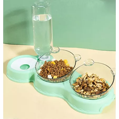 Mangeoire à nourriture et eau - Distributeur automatique Couleur Vert anis