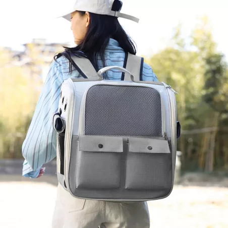 Sac à dos pour animaux de compagnie, transport pratique Couleur Gris