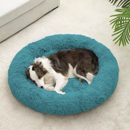 Lit pour animaux de compagnie - Coussin et panier de couchage Couleur Bleu canard Taille 80 cm