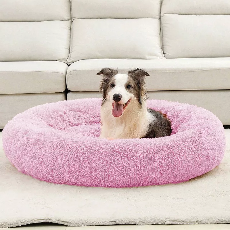 Lit pour animaux de compagnie - Coussin et panier de couchage Couleur Rose Taille 80 cm