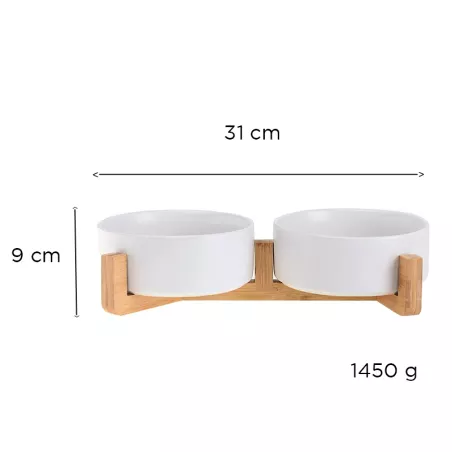 Bol en céramique pour animaux de compagnie Couleur Blanc Taille 2 bols