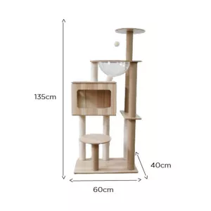 Arbre à chat en bois massif - Conception solide et élégante