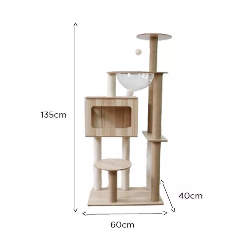 Arbre à chat en bois massif - Conception solide et élégante