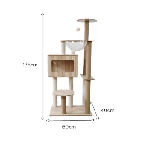 Arbre à chat en bois massif - Conception solide et élégante