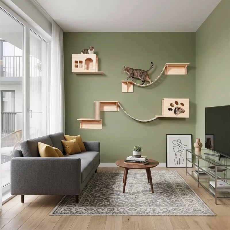 Arbre à chat en bois massif - Parfait pour grimper et se percher